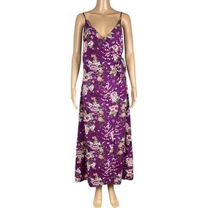 🦋 GB Purple Floral Wrap Midi Dress